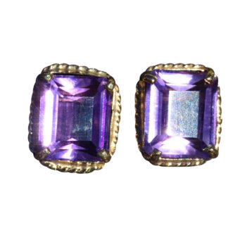 The Broomells:  Ladies 14K Yellow Gold Earrings set with 6 CTW Amethyst
