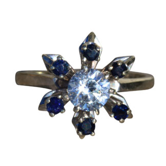The Sydenham:  Ladies Signed 14K Blue and White Sapphire Engagement Style Ring