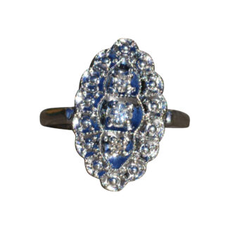SOLD - The Lisson:  Ladies Retro 14K White Gold Cocktail Ring set with Diamonds
