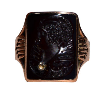 The Metcalf:  Men's Antique Rose Gold Carved Carnelian Intaglio Ring