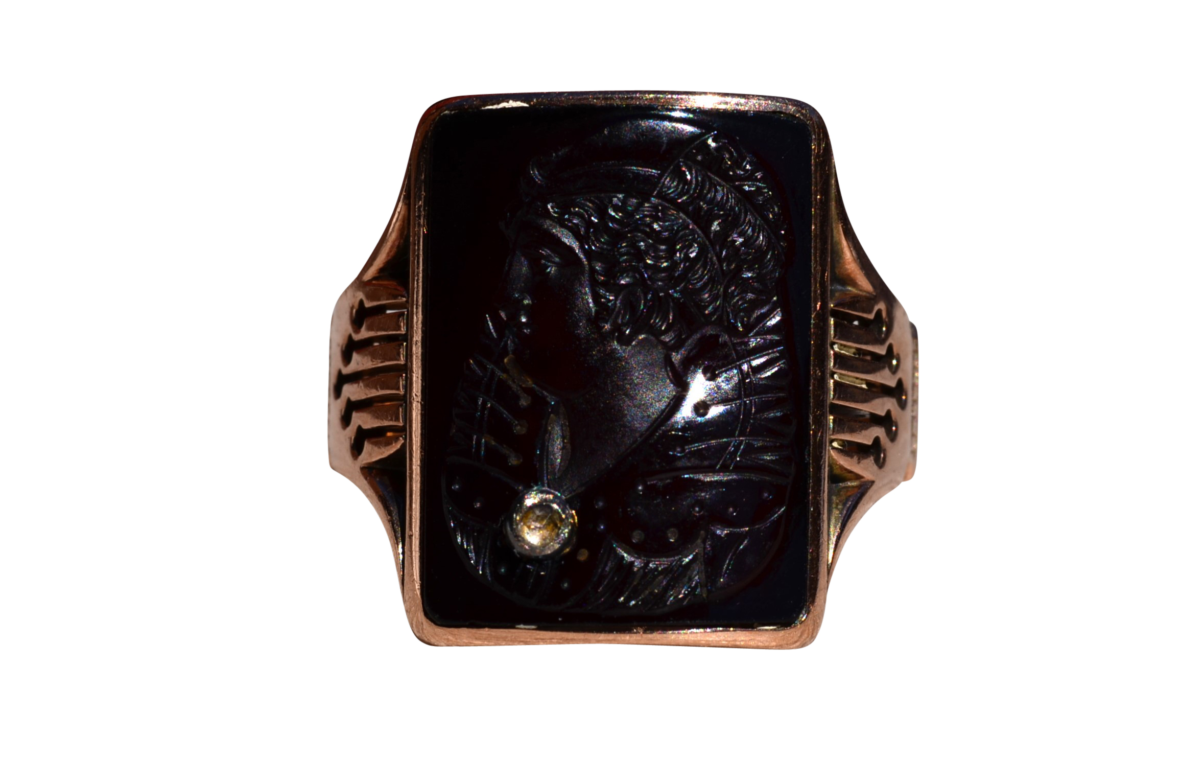 The Metcalf: Men's Antique Rose Gold Carved Carnelian Intaglio Ring