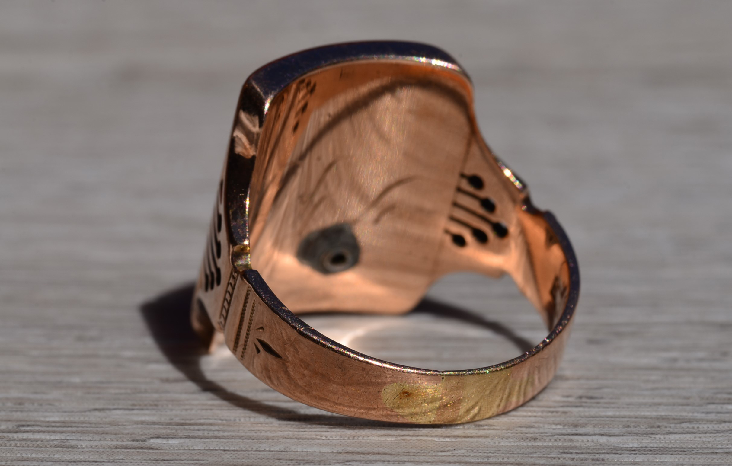 The Metcalf: Men's Antique Rose Gold Carved Carnelian Intaglio Ring - Image 4