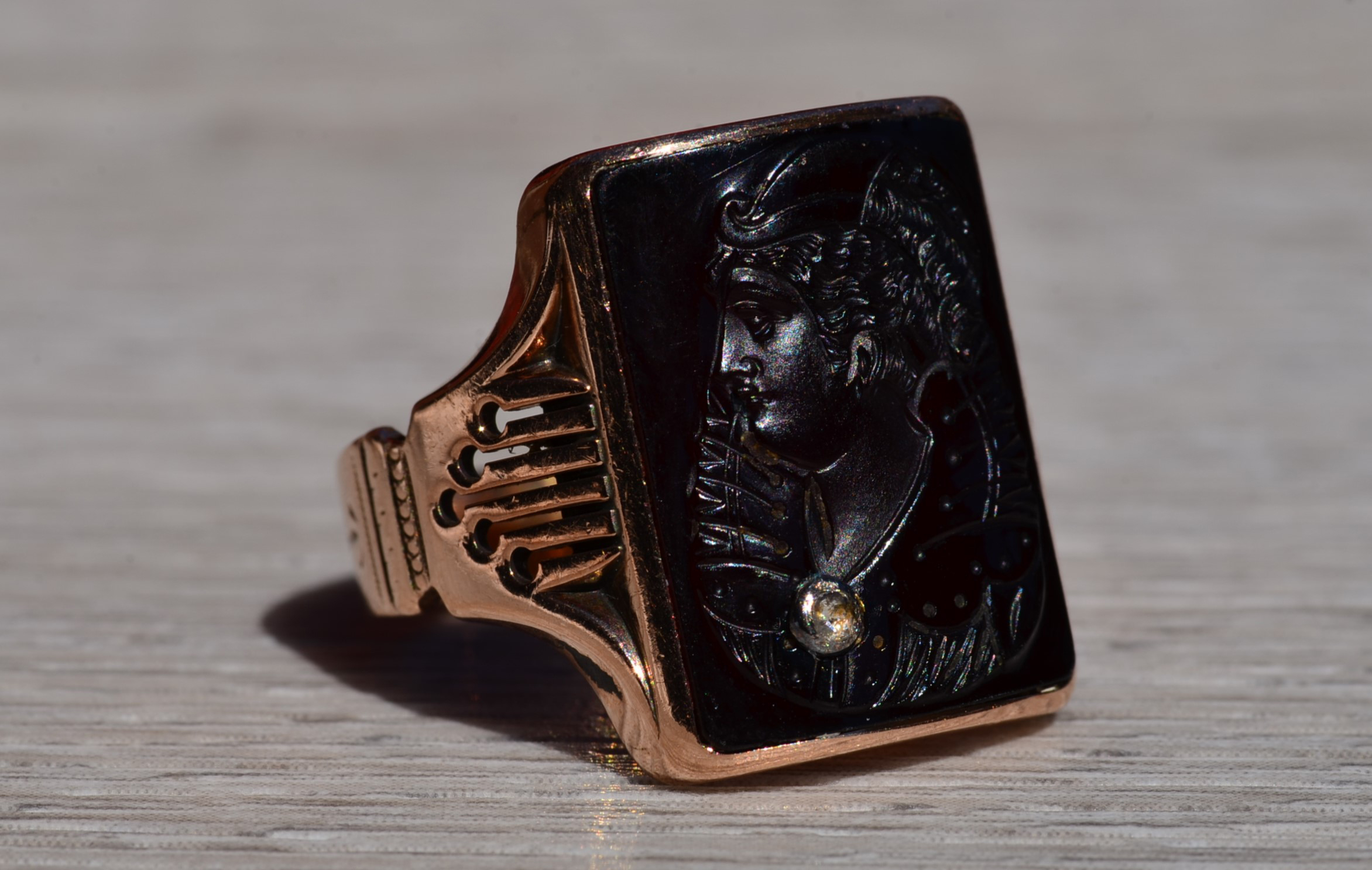 The Metcalf: Men's Antique Rose Gold Carved Carnelian Intaglio Ring - Image 6
