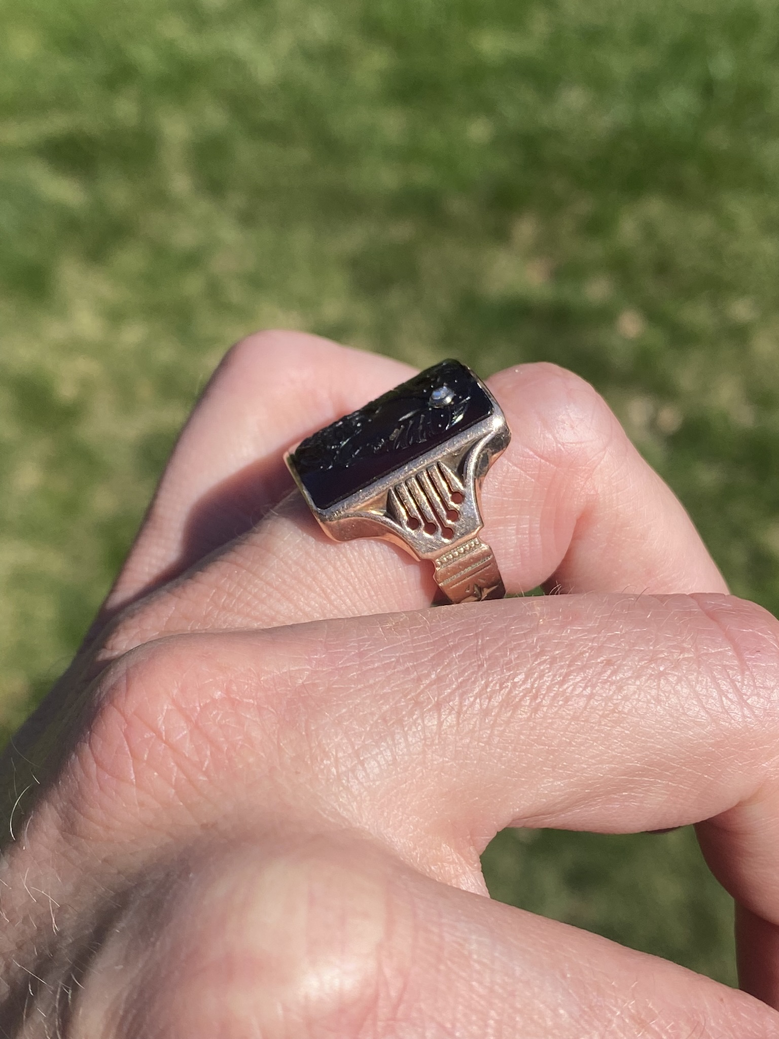 The Metcalf: Men's Antique Rose Gold Carved Carnelian Intaglio Ring - Image 9