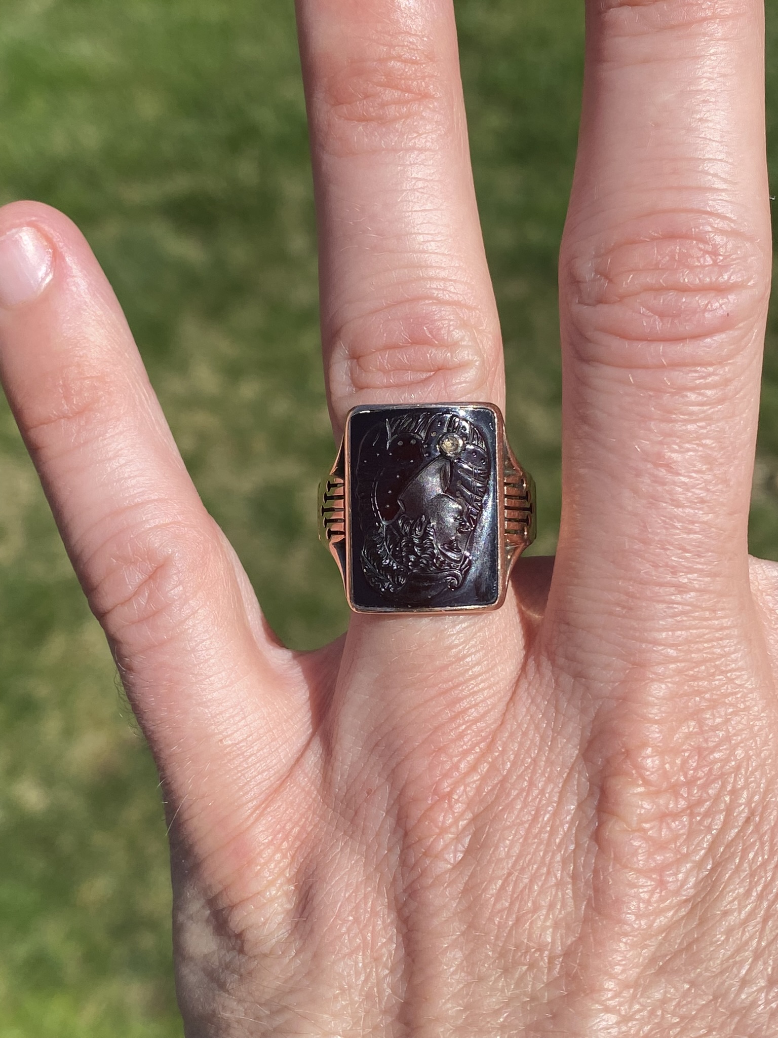 The Metcalf: Men's Antique Rose Gold Carved Carnelian Intaglio Ring - Image 11