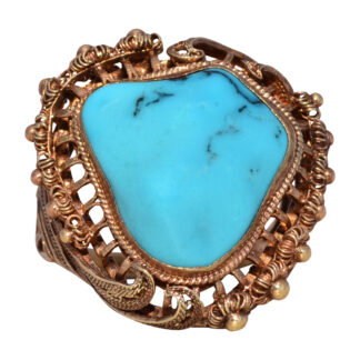 The Desert Treasure: Turquoise Statement Ring in Yellow Gold