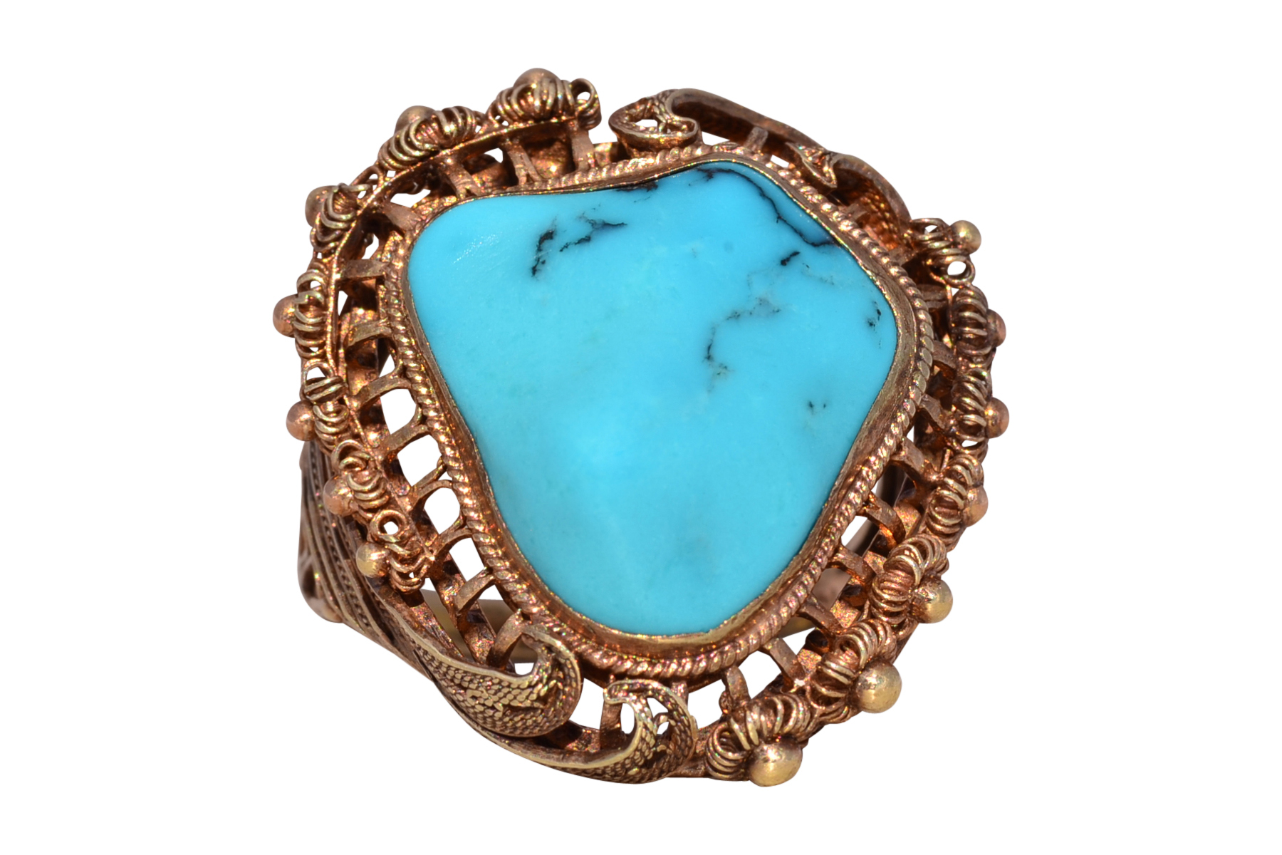 The Desert Treasure: Turquoise Statement Ring in Yellow Gold