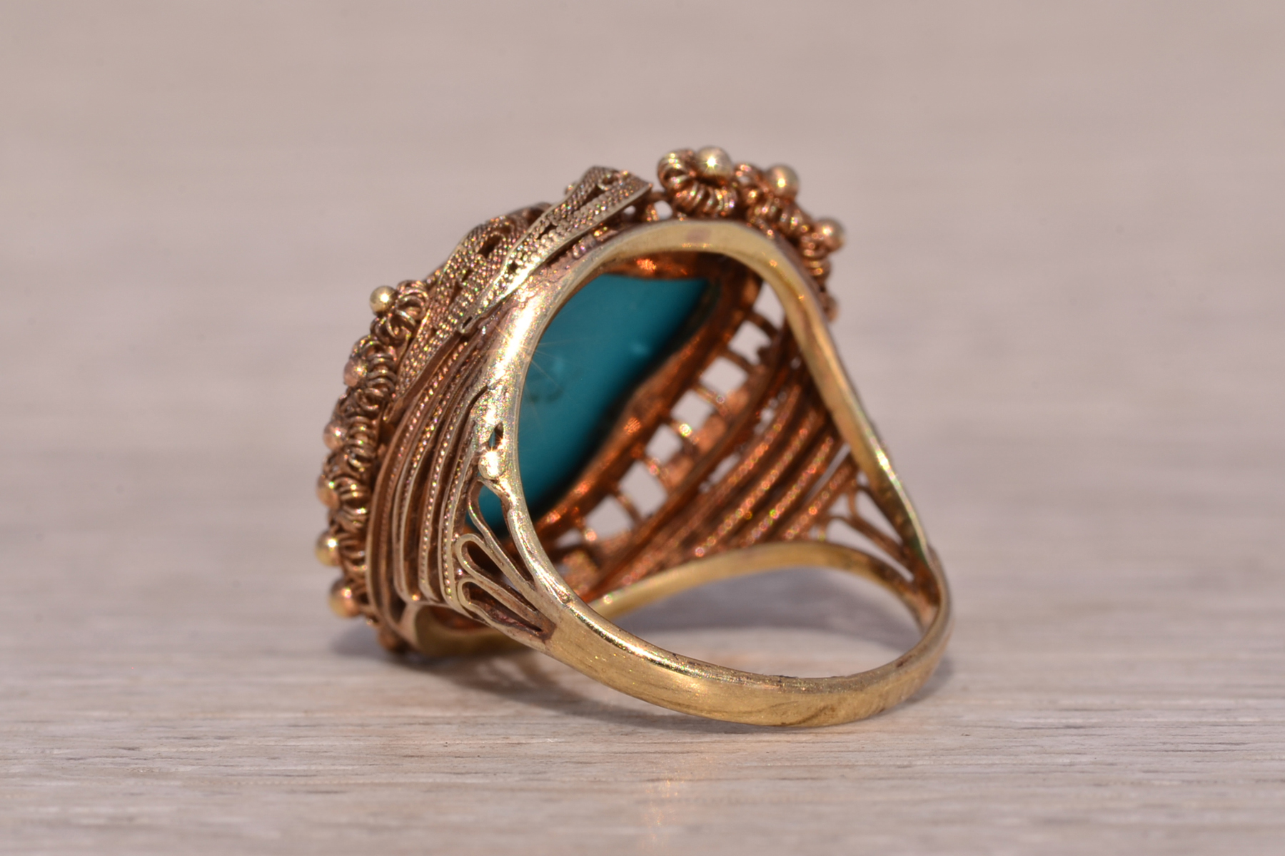 The Desert Treasure: Turquoise Statement Ring in Yellow Gold - Image 4