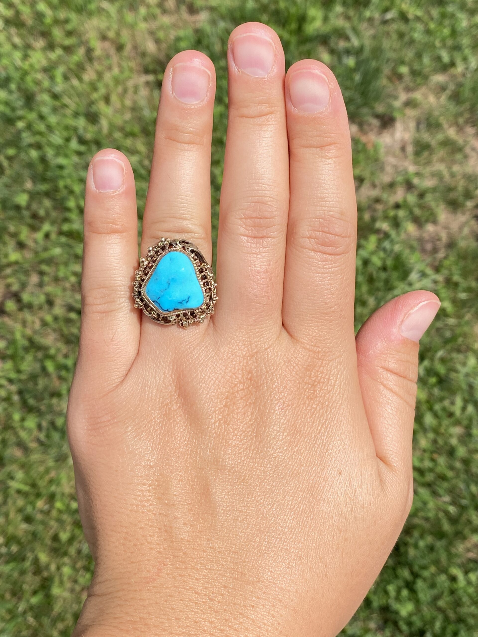 The Desert Treasure: Turquoise Statement Ring in Yellow Gold - Image 8