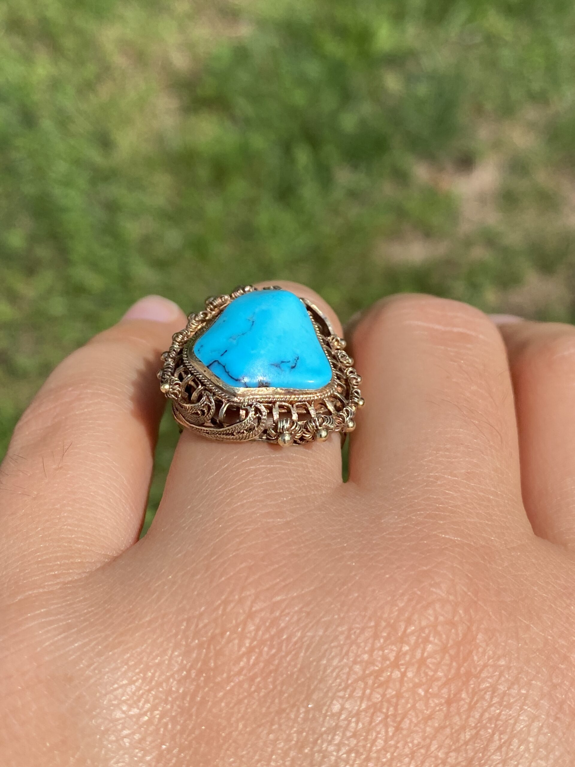 The Desert Treasure: Turquoise Statement Ring in Yellow Gold - Image 10