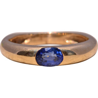 The Azure Bend: Sapphire Ring in Yellow Gold