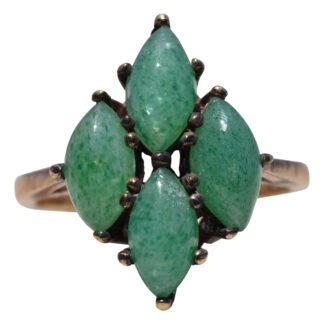 The Green Goddess: Aventurine Quartz Cluster Ring in Yellow Gold
