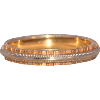 The Keepsake Millgrain: Two-Tone Band in Yellow and White Gold