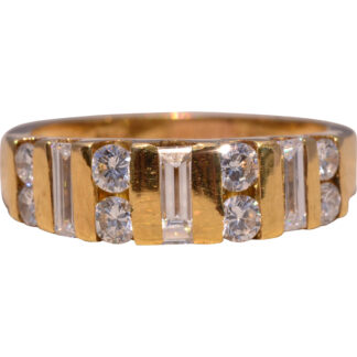The Skyline Band: Baguette and Natural Diamond Ring in Yellow Gold