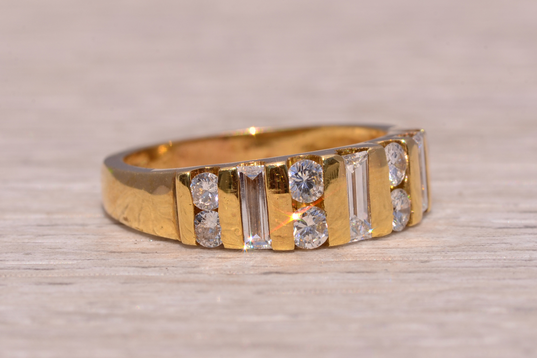 The Skyline Band: Baguette and Natural Diamond Ring in Yellow Gold - Image 6