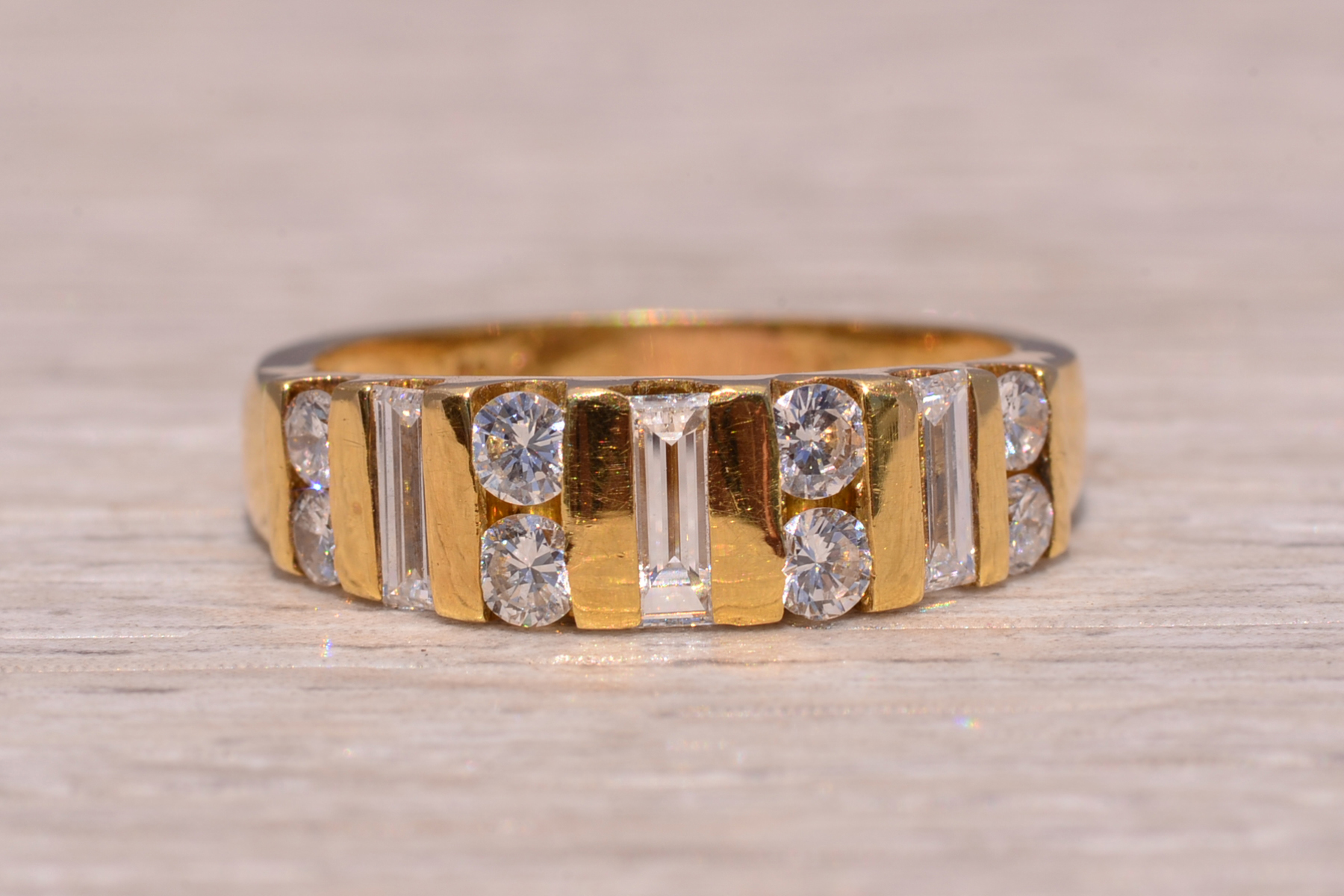 The Skyline Band: Baguette and Natural Diamond Ring in Yellow Gold - Image 7