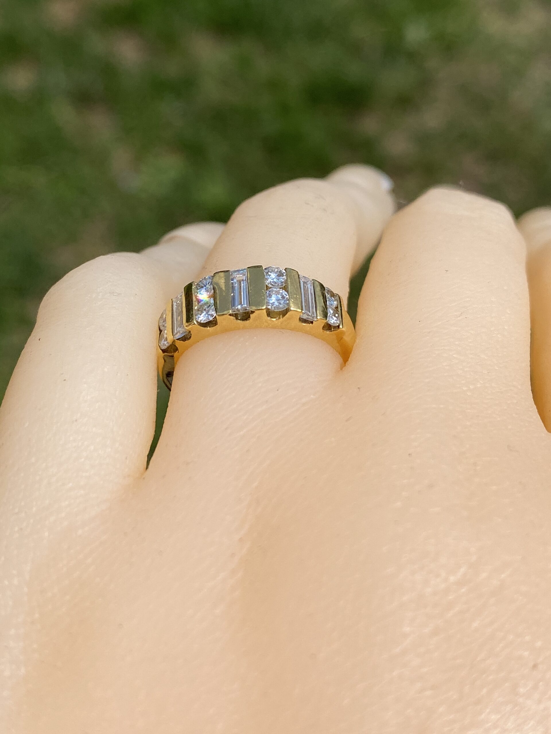 The Skyline Band: Baguette and Natural Diamond Ring in Yellow Gold - Image 10