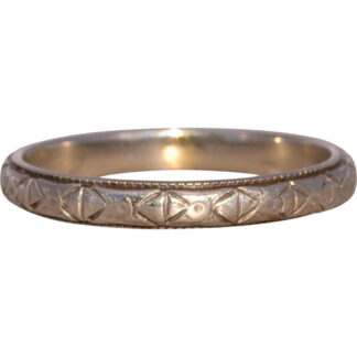 The Antique Etched Band: Engraved Wedding Ring in White Gold