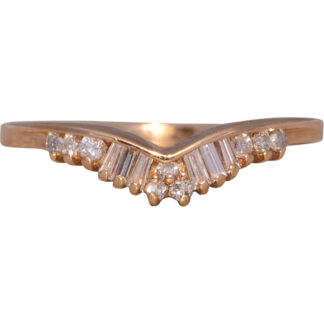 The Chevron Shine: Baguette and Natural Diamond V Band in Yellow Gold