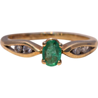 The Emerald Sweep: Emerald and Natural Diamond Ring in Yellow Gold