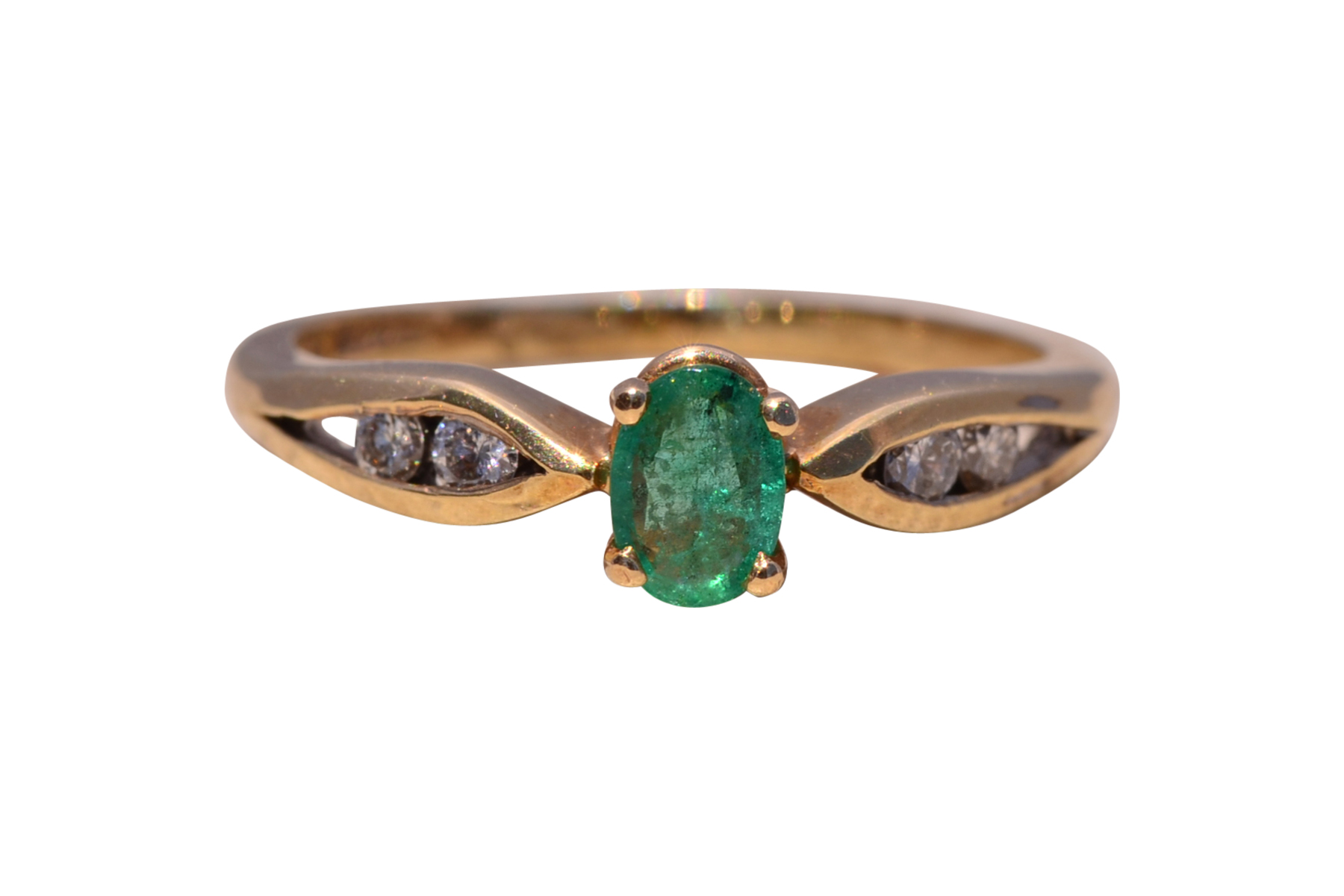 The Emerald Sweep: Emerald and Natural Diamond Ring in Yellow Gold