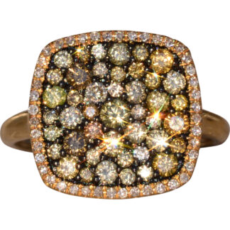 The Gilded Twilight: Natural Diamond Cluster Ring in Yellow Gold