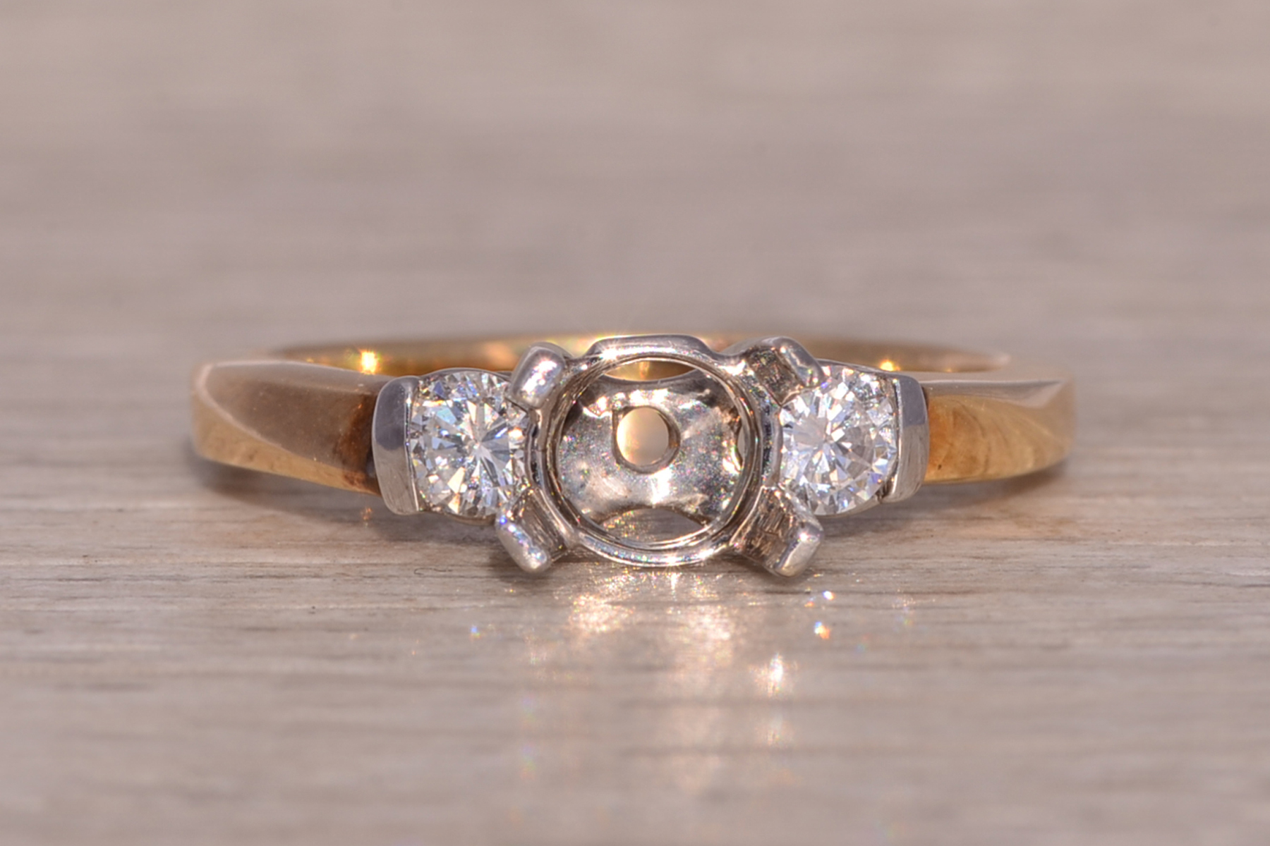 Diamond Semi-Mount Ring in Yellow and White Gold - Image 2
