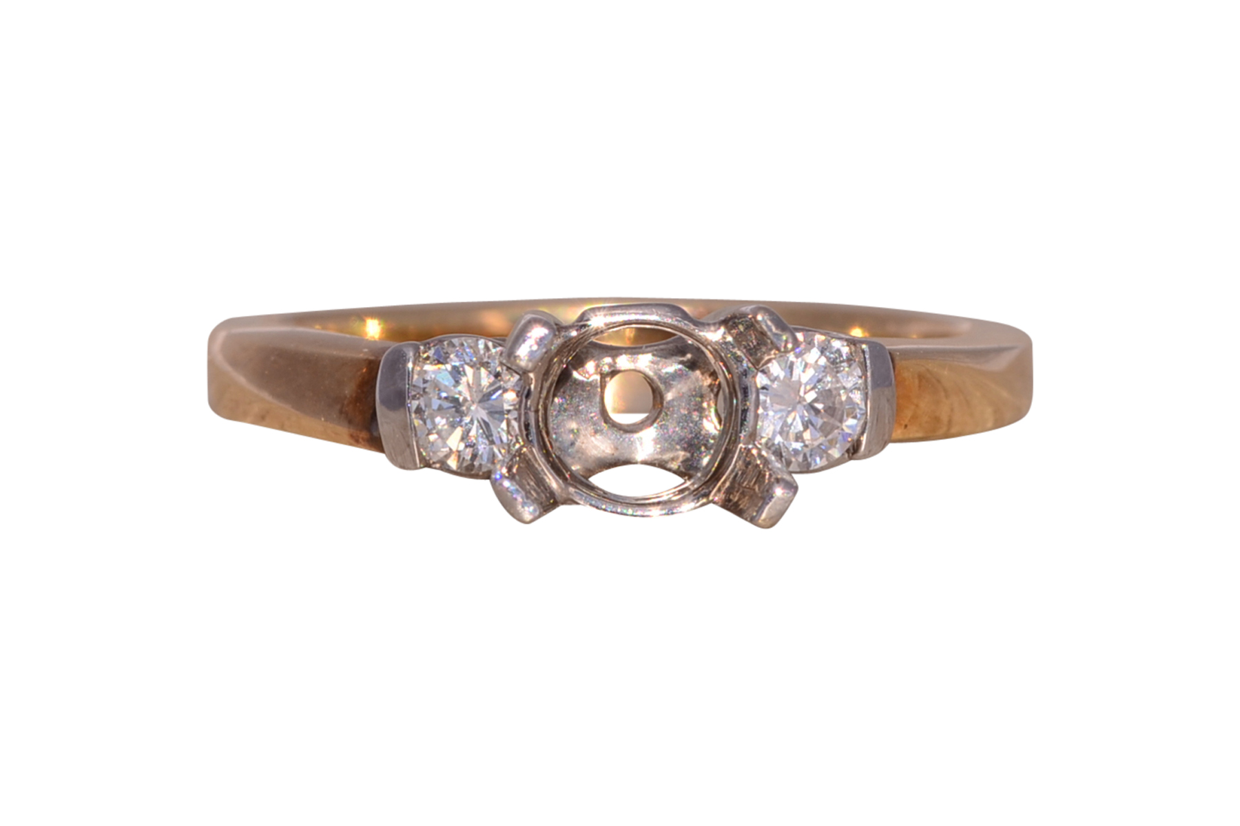 Diamond Semi-Mount Ring in Yellow and White Gold