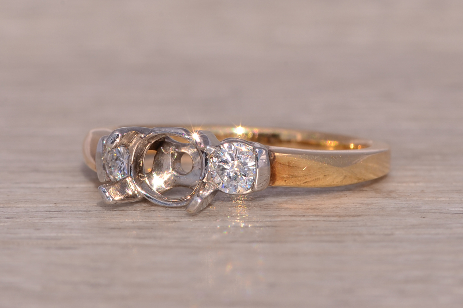 Diamond Semi-Mount Ring in Yellow and White Gold - Image 3