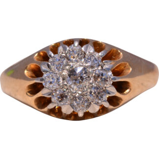 The Noble Cluster: Antique Men's Natural Diamond Ring in Yellow Gold