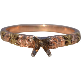 The Floral Grace: Jabel Signed Two-Tone Ring Mounting in Rose and Yellow Gold