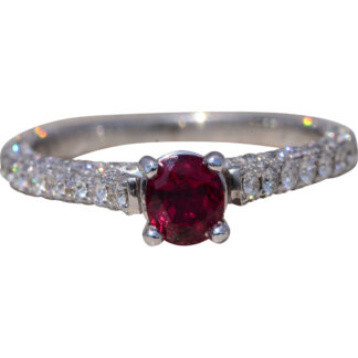 The Crimson Brilliance: Ruby and Natural Diamond Ring in White Gold