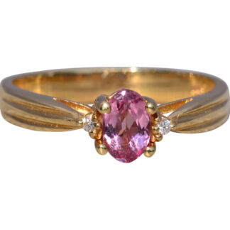 The Rosabella: DiNola Signed Pink Sapphire and Diamond Ring in Yellow Gold