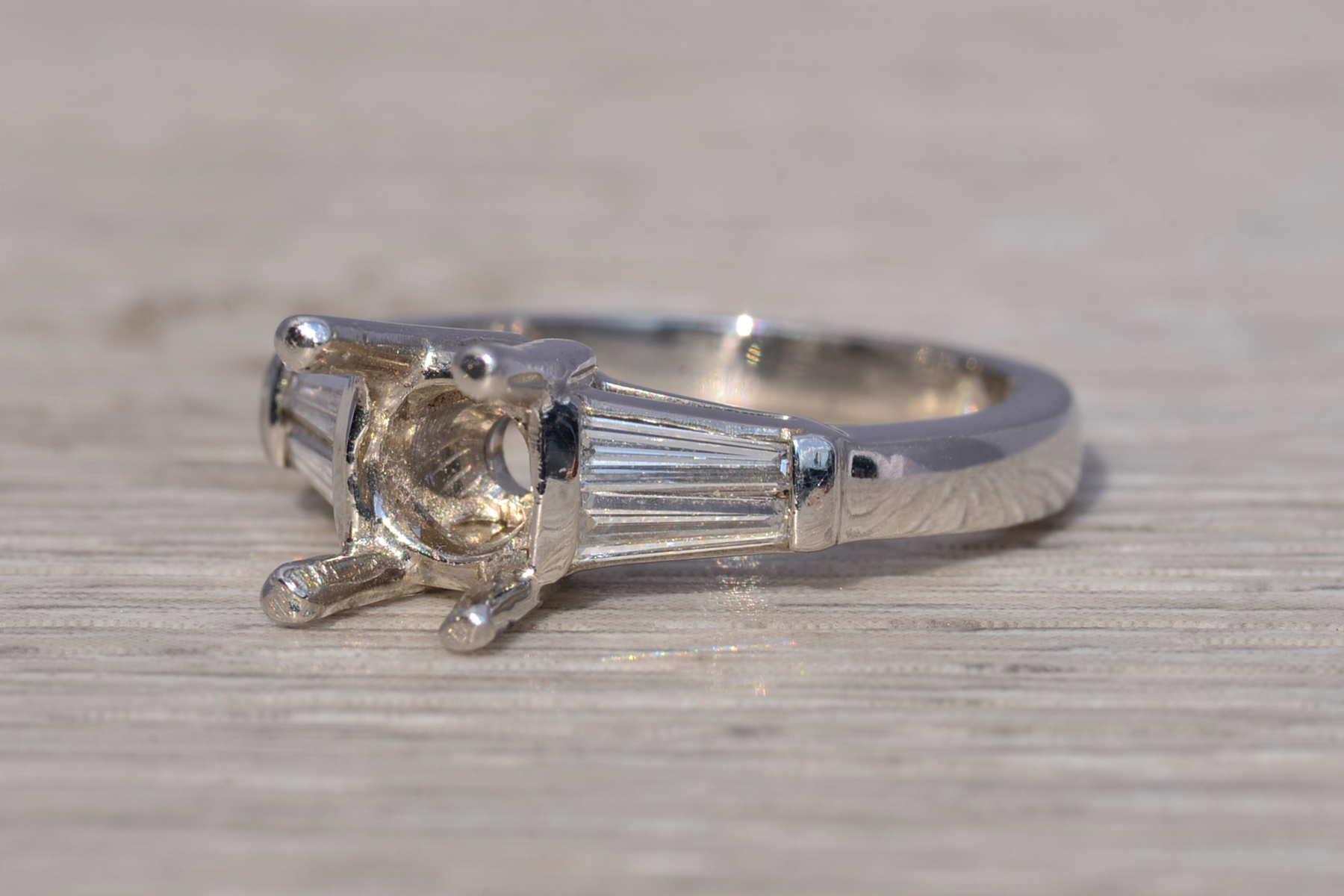 The Tapered Brilliance: Diamond Ring Mounting in Platinum - Image 3