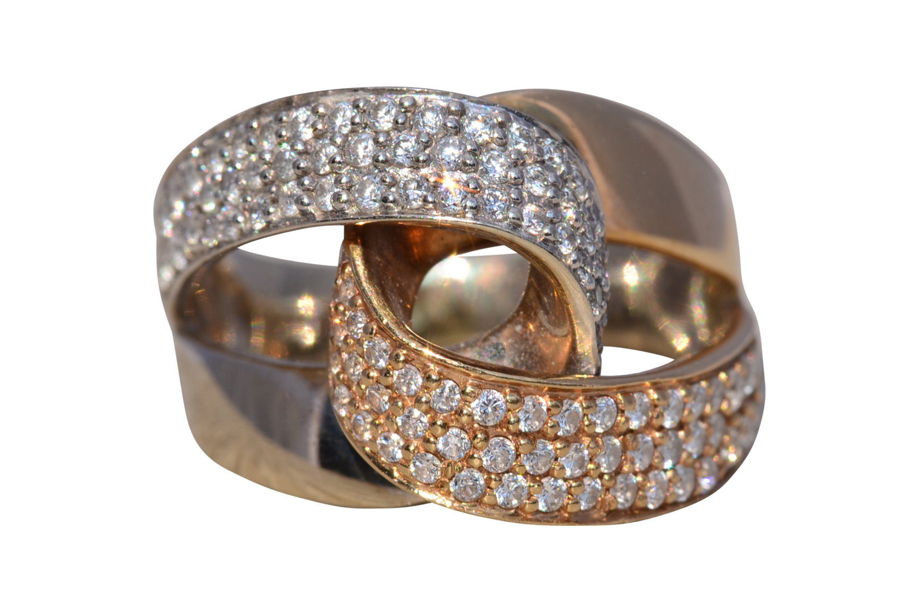 The Entwined Brilliance: Natural Diamond Ring in Two-Tone Gold