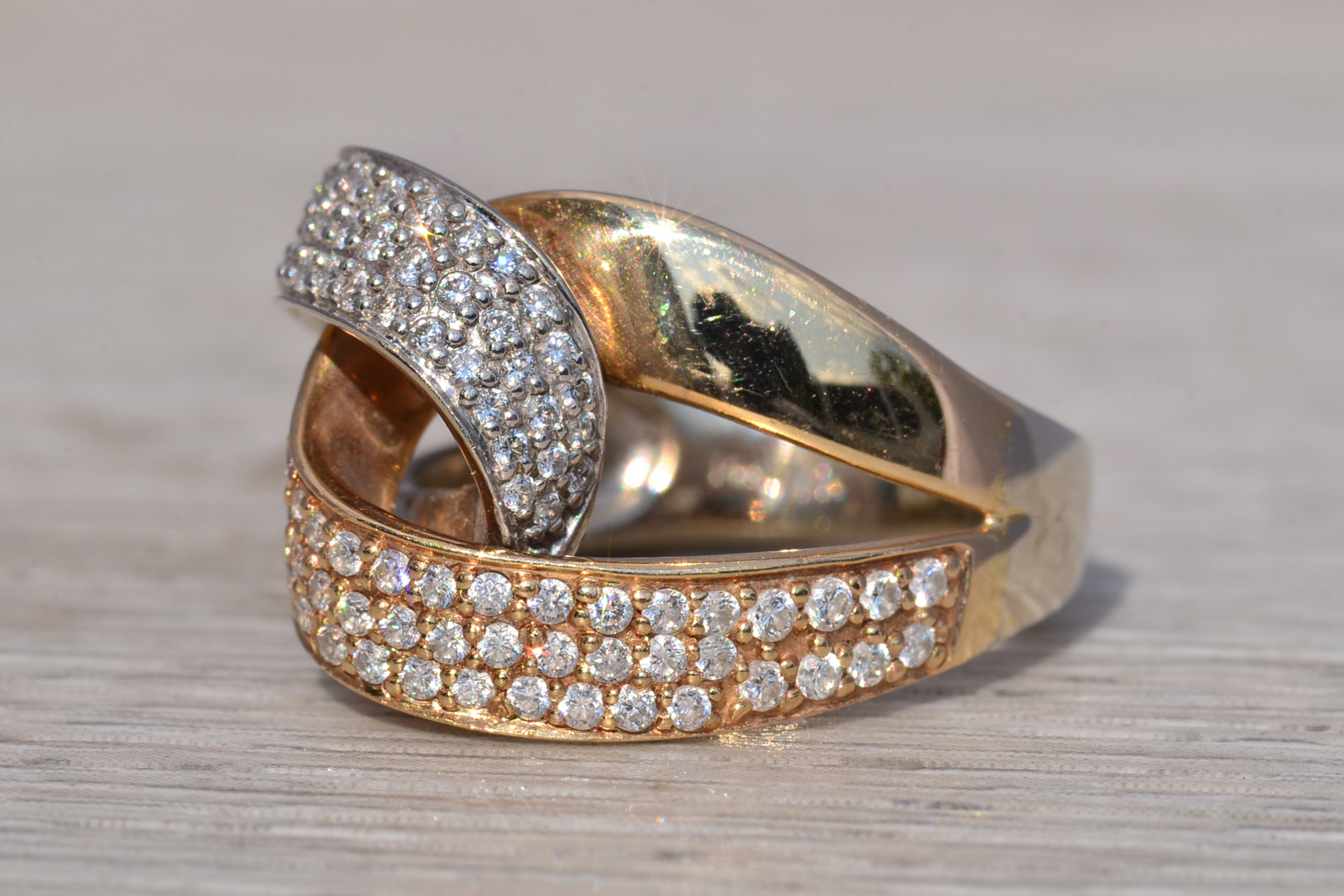The Entwined Brilliance: Natural Diamond Ring in Two-Tone Gold - Image 3