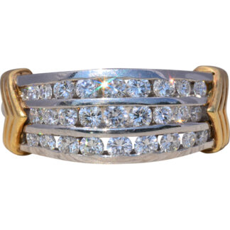 The Modern Brilliance: Signed Natural Diamond Ring in Platinum and Yellow Gold