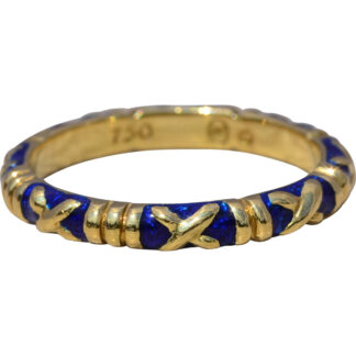 SOLD - The Enchanted Eternity: Blue Enamel Band in Yellow Gold