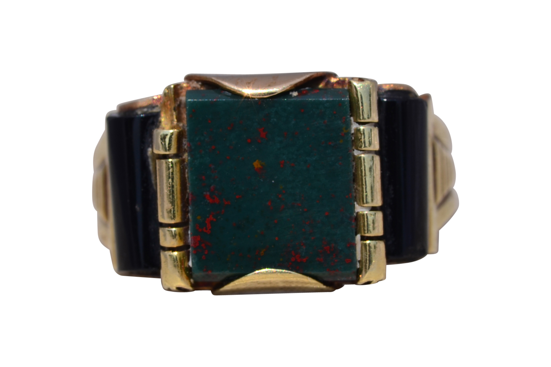 The Noble Heirloom: Bloodstone and Onyx Ring in Yellow Gold