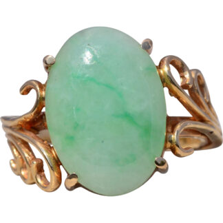 The Jade Reverie: Jadeite Ring in 14 Karat Yellow Gold