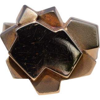 The Iceberg: Signed Geometric Modernist Ring in Yellow Gold
