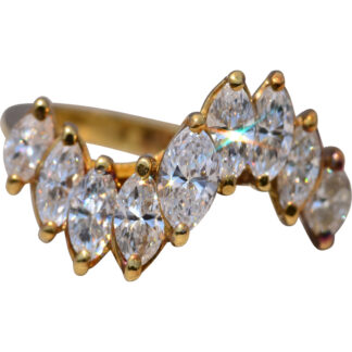 The Diamond Sweep: Marquise Cut Natural Diamond Ring in Yellow Gold