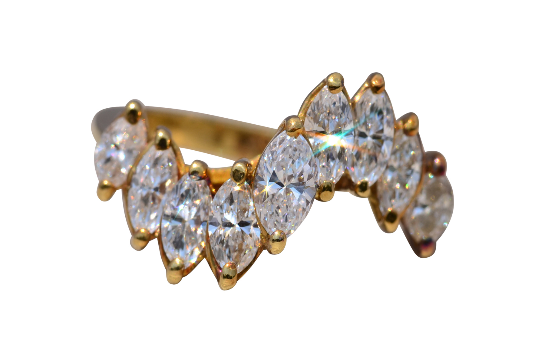 The Diamond Sweep: Marquise Cut Natural Diamond Ring in Yellow Gold