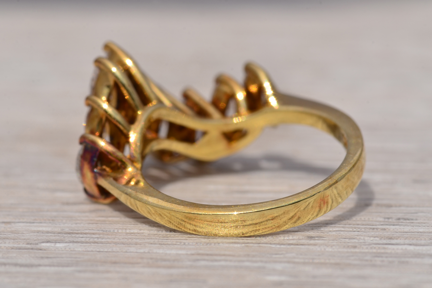 The Diamond Sweep: Marquise Cut Natural Diamond Ring in Yellow Gold - Image 4