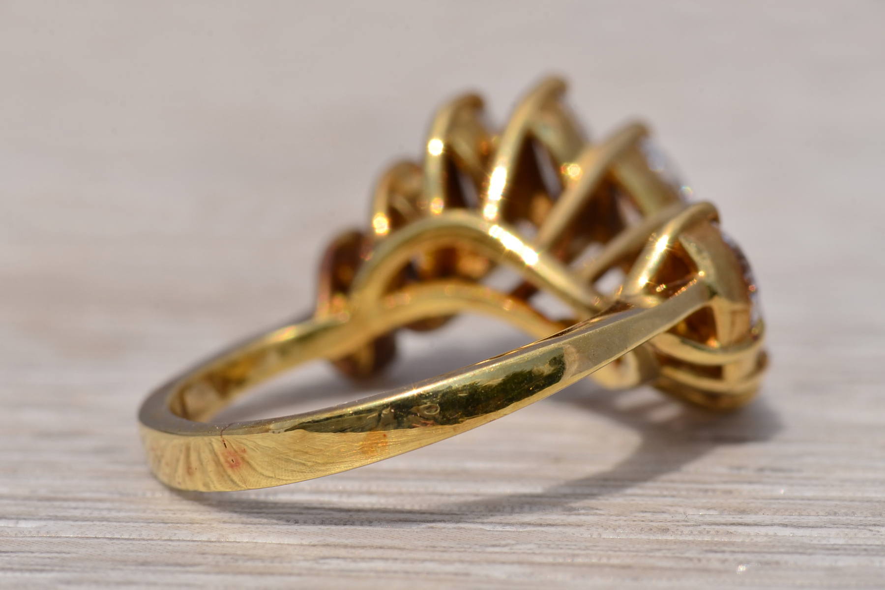 The Diamond Sweep: Marquise Cut Natural Diamond Ring in Yellow Gold - Image 5
