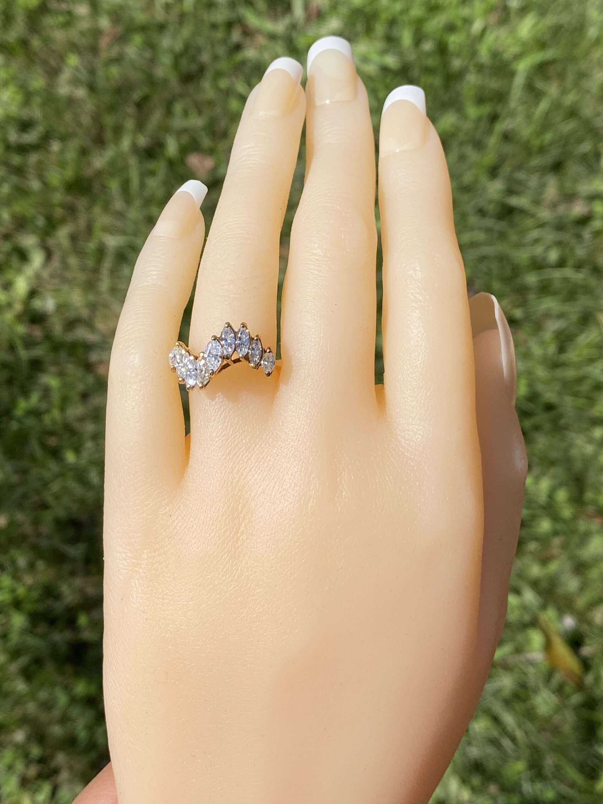 The Diamond Sweep: Marquise Cut Natural Diamond Ring in Yellow Gold - Image 8