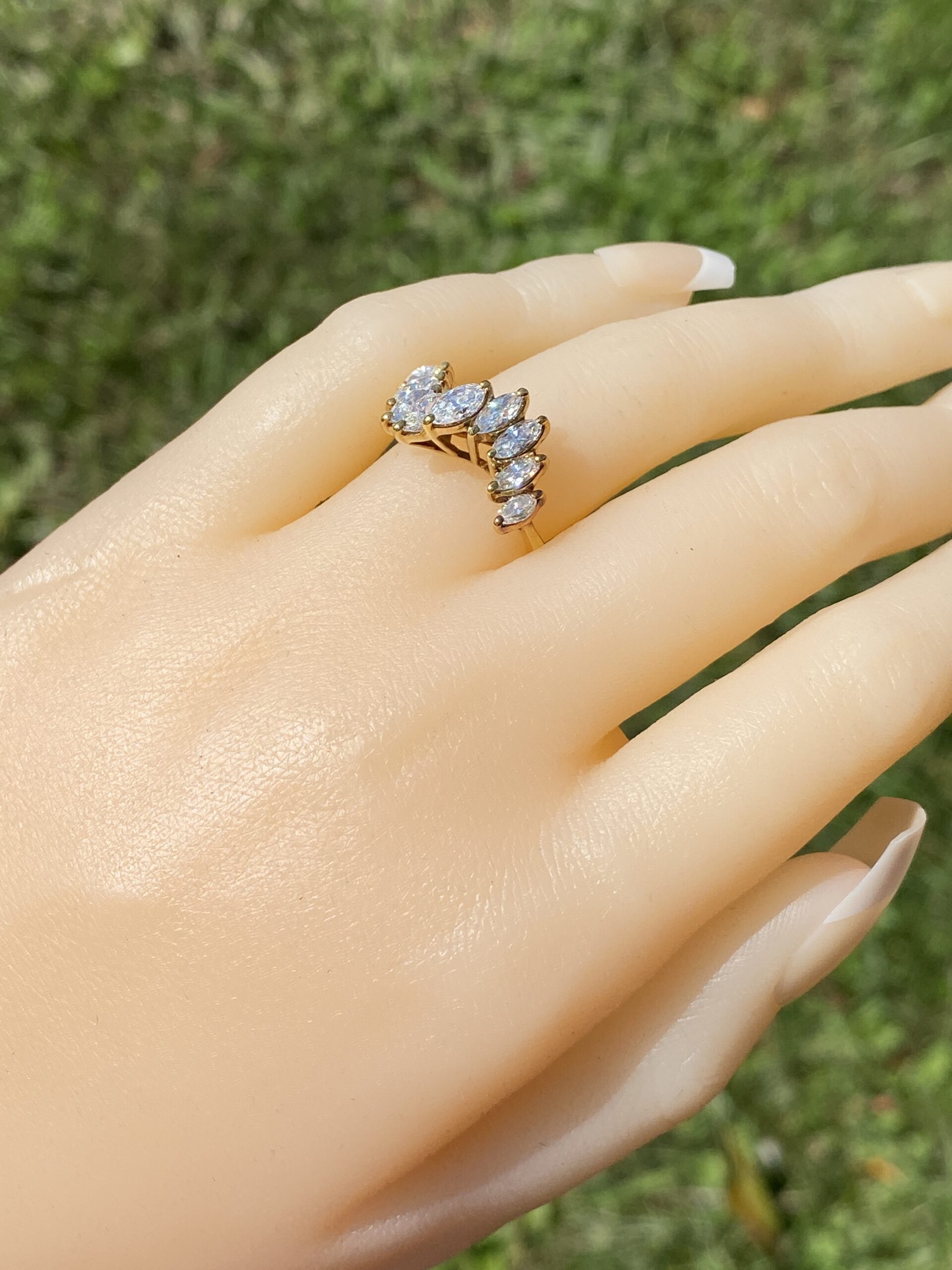 The Diamond Sweep: Marquise Cut Natural Diamond Ring in Yellow Gold - Image 9