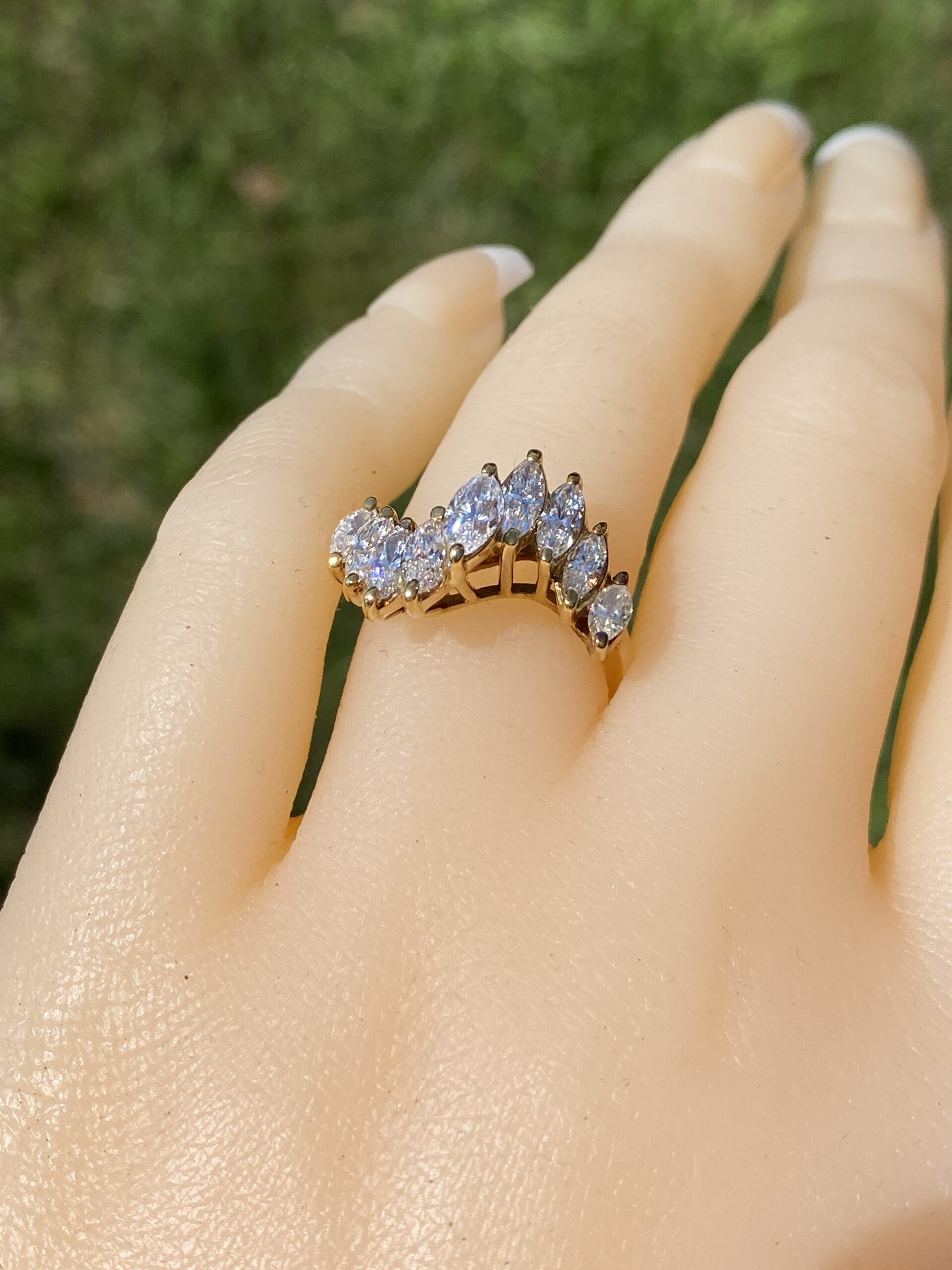The Diamond Sweep: Marquise Cut Natural Diamond Ring in Yellow Gold - Image 10