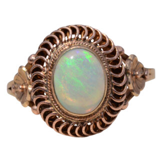 The Aurora Bloom: Opal Ring in Rose Gold
