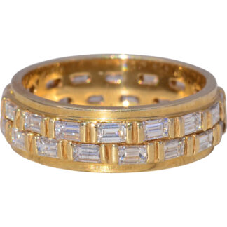 The Baguette Elegance: Straight Baguette Cut Natural Diamond Eternity Band in Yellow Gold